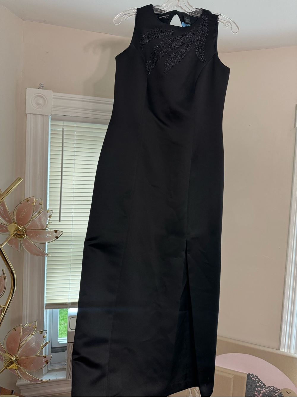 Liz Claiborne NIGHT Evening Gown Dress Maxi Black Beaded Size 8